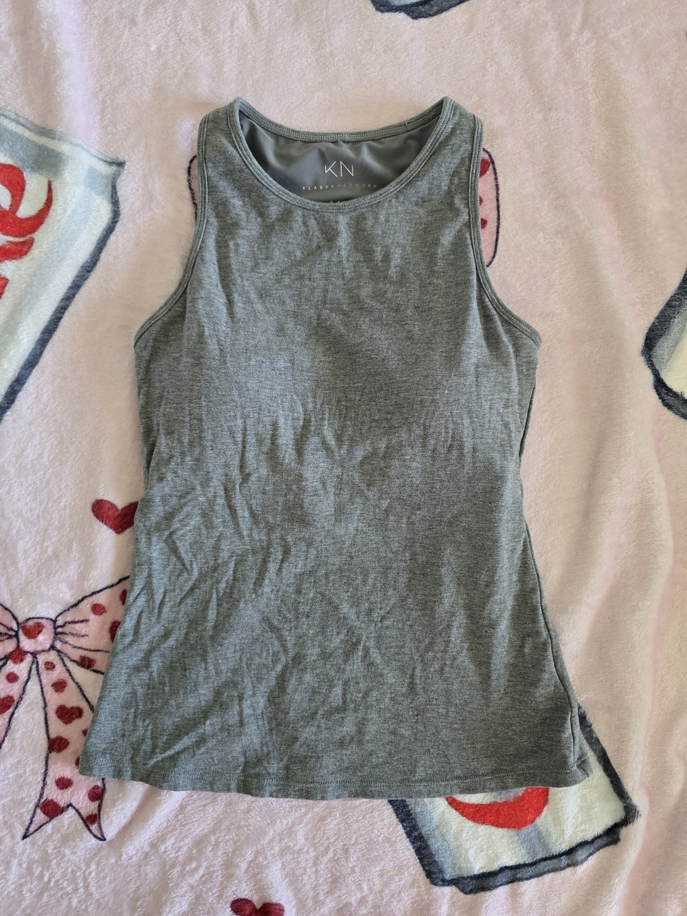 Klassy Network Gray Ribbed Scoop Neck Tank Top